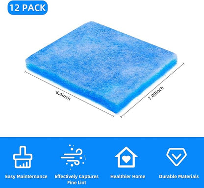 12-Pack Dryer Filter Replacement, Compatible with Better Vent Indoor Dryer Vent,Double Layer Filtration,Polyester Filters