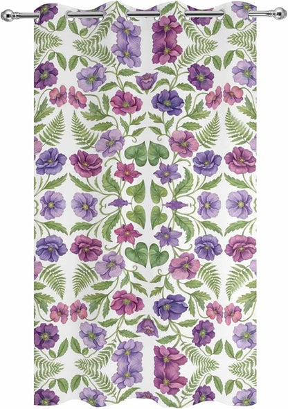 Flowers Outdoor Curtains for Patio Summer Floral Pastoral Farmhouse Plant Waterproof Outside Curtains with Grommet Top Weatherproof Curtain for Cabana Pergola Gazebo, 1 Panel, 54" W x 108" L