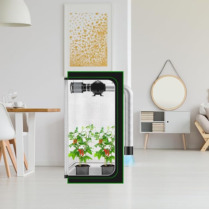 MELONFARM Air Filtration Kit 6", Built-in 14cm Fan Low Nois Carbon Filter with 12-Speed Controller, 8' Ducting, Cooling & Ventilation System for Grow Tents, Indoor Gardening, Hydroponics