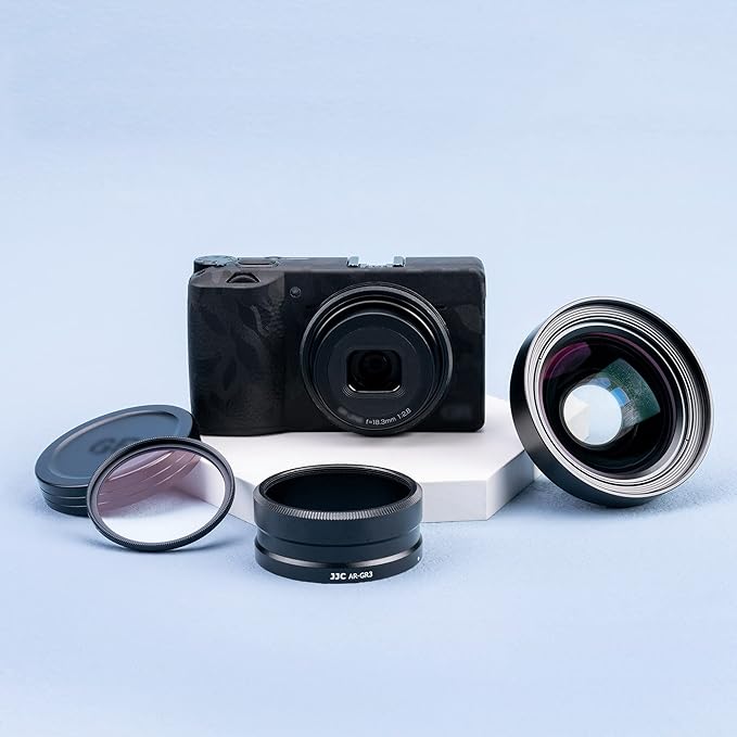JJC AR-GR3 Lens Filter Adapter Replaces Ricoh GA-1 for Ricoh GR III GR III HDF GR3 GR3 HDF Digital Camera with GW-4 Wide Conversion Lens or 49mm Filter