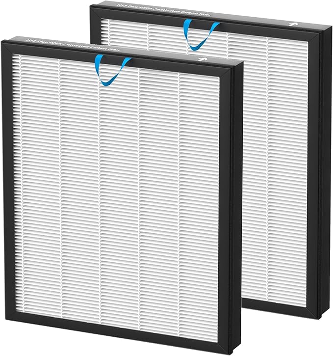 Vital 100S-P Replacement Filter Compatible with LEVOIT Vital 100S and Vital 100S-P Air Purifier, 3-in-1 H13 Grade True HEPA, High-Efficiency Activated Carbon Filter, Vital 100S-RF, 2 Pack White