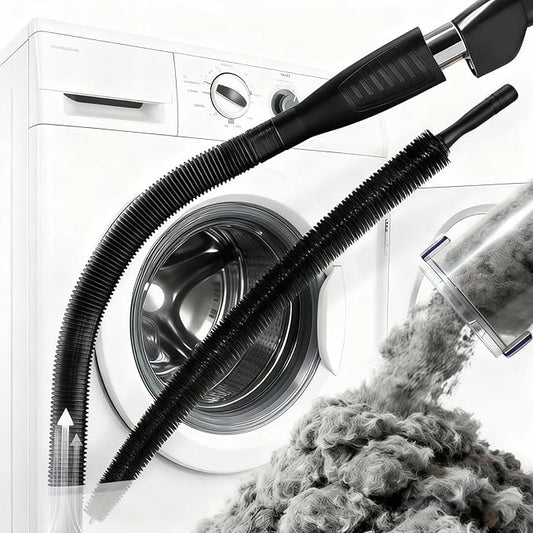 Dryer Vent Cleaner Kit - Universal Vacuum Hose Attachment & Lint Brush, Effectively Clean Clogged Dryer Ducts, Fit Most Vacuums for Dryer, Refrigerator Coils & Behind Appliances (Black)