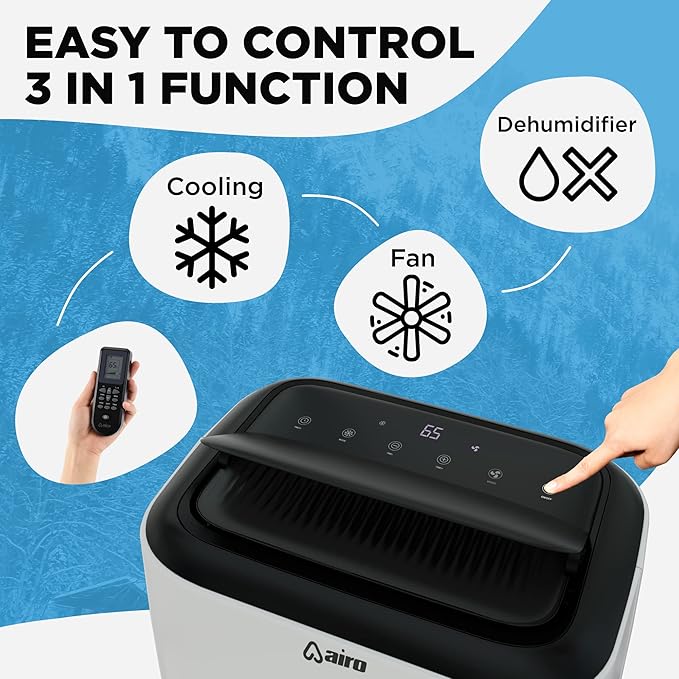 Portable Air Conditioners 10000 BTU AIRO COMFORT, AC Unit Floor Standing with Remote Control & DYI Installation Kit