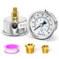 MEANLIN MEASURE 0~200Psi Dry Pressure Gauge Stainless Steel 1/8" NPT 2" FACE DIAL Waterproof for Air Compressor Air Regulator Water Filter Center Back Mount, with 1/4" NPT and 3/8" NPT Hex Bushing