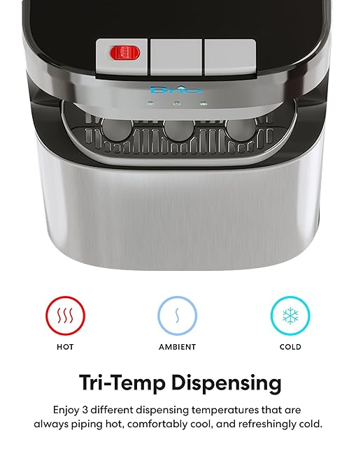 Brio 400 Series Self-Cleaning UV Bottleless Water Cooler Dispenser - with 2-Stage Water Filter and Installation Kit, Tri Temp Dispense, Child Safety Lock - UL Approved