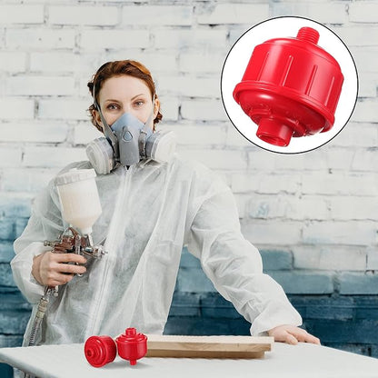 10 Pcs Mini Disposable Water and Air Filters Disposable Spray Gun Filter Whirlwind Air Line Filter Guns Filters Only Standard 1/4 Inch Threads Fit for Spray Guns and Air Tools, Red