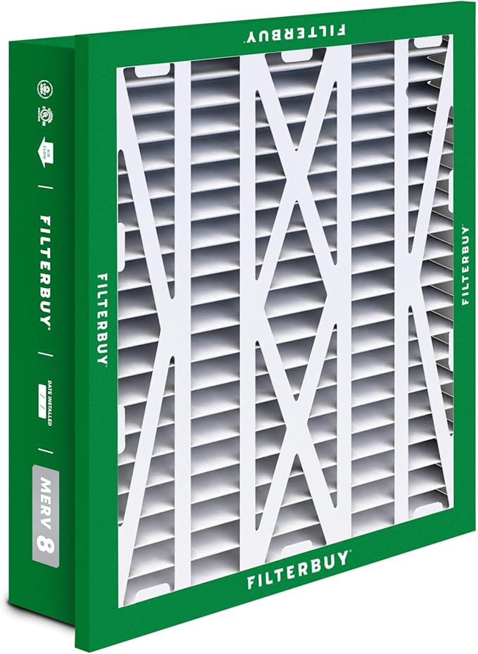 Filterbuy 24x24x5 Air Filter MERV 8 Essential Dust & Allergy Defense (4-Pack), Electrostatic Pleated HVAC AC Furnace Filters Replacement for Honeywell Return Grille (Actual Size: 22.38 x 22.38 x 4.38)