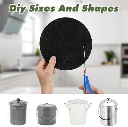 6 Pack Charcoal Filters for Compost Bucket, 7.25 inch Round Activated Carbon Replacement Filters for Kitchen Compost Bins Kitchen Composts Bin Charcoal Filter Replacements