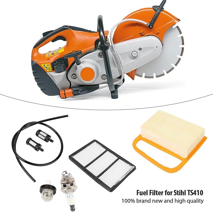 Air Filters Set for TS410 TS420 Concrete Cutoff Chop Saw Parts Replace Kit with Fuel Filter and Bulb Auxiliary Filter Spark Plug