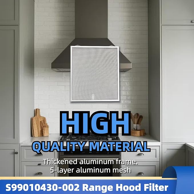 S99010430-002 Range Hood Filter Replacement for Broan Nutone 4512880 kitchen exhaust fan filter 5-LAYER ALUMINUM Grease Filter 2 Pack