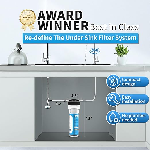 WINGSOL Under Sink Water Filter with Faucet, Reduce Heavy Metals/Chlorine/PFAS/PFOA/PFOS/Odor/Sediment, NSF/ANSI 42&53 Improve Taste, EZ Change Life Indication Mineral pH+ Sink Water Filter