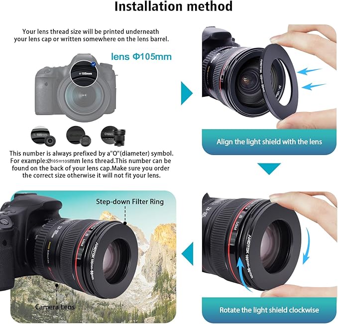 105mm Lens to 86mm Camera Lens Adapter,105mm-86mm Filter Step-Down Ring,Compatible All 86mm Filter Accessory.Made from CNC Machined