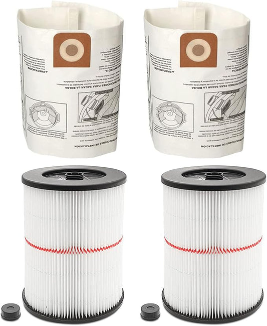 17816 Filter for Craftsman Shop Vac Filter 9-17816 Wet/Dry Air Filter fit 5 6 8 12 16 Gallon Vacuum Cleaner, CMXZVBE38749 Vacuum Bags for Craftsman Shop Vac 16 to 20 gallon Dust Collection Bags
