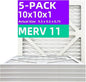 10x10x1 MERV 11 (5-Pack) Pleated Air Filter (Actual Size: 9.50" x 9.50" x 0.75") MPR 1000-1200 & FPR 7, Furnace Air Filters, 10x10x1 air filter