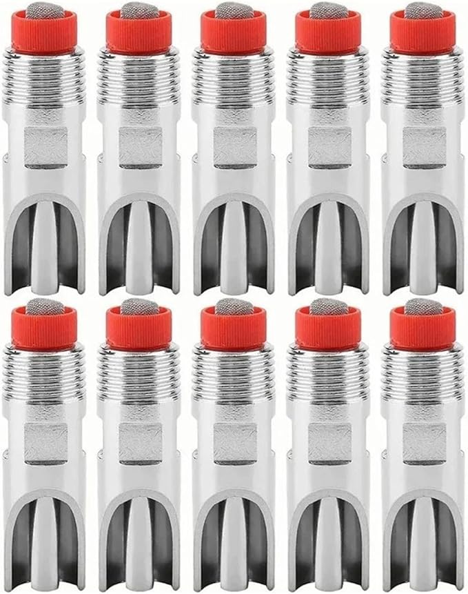 10Pcs Stainless Steel Automatic Nipples, Adjustable Prevent Leakage Pig Nipple Waterer Pig Nozzle Nipple Drinker for Livestock Drinking