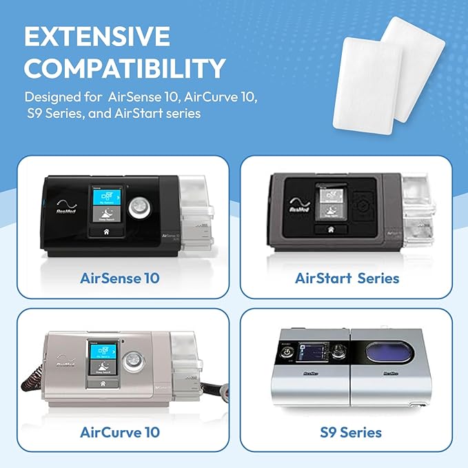 60-Pack Premium Disposable Replacement CPAP Filters Compatible with AirSense 10, AirCurve 10, S9, AirStart & Universal Fit, Ultra Fine High Filtration, Smooth Airflow, Home, Travel & Daily Essentials