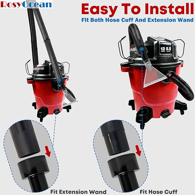 Universal Compatible with All Shop Vacs Extractor Attachment with 2-1/2" & 1-7/8" & 1-1/4" Three Adapters Auto Detailing Vacuum Head Extraction Accessory for Upholstery & Carpet Cleaning