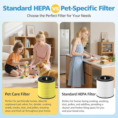 2 Pack M05 B-D02L Pet Care Replacement Filter, Compatible with MOOKA M05 / B-D02L / B-D02, KOIOS B-D02L, VEWIOR B-D02U and Tailulu D10 Air Purifiers, HEPA Filter for Pet Odors & Dander
