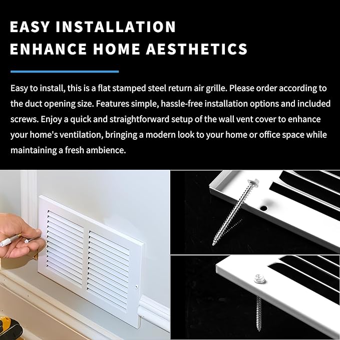 16x20 Return Air Grille(Duct Opening Size),Air Return Vent Cover,Flat Vent Cover,Rejillas De Aire Acondicionado Para Casa,Return Air Grilles,Outer Dimensions:17.75"Wx21.75"H(16"W x 20"H, Duct Opening)