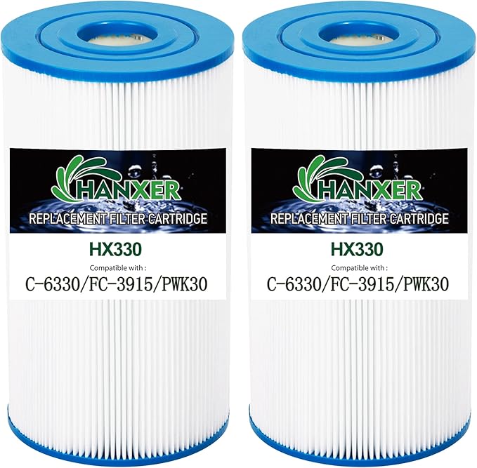 PWK30-EC Spa Filter Cartridge Replaces for Unicel C-6330, C-6430, Filbur FC-3915, CCP498, AK-5005, XLS-602, FC-3915M, Hot Springs 31489, 60307, 30 sq.ft Drop in Hot Tub Filter, 2 Pack
