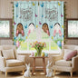 Swag Curtain Valances for Kitchen Windows,Happy Easter Bunny Butt Egg Floral Short Rod Pocket Window Valance,Spring Plant on Aqua Wood Swag Topper for Bedroom Living Room,2 Panels 36x63in