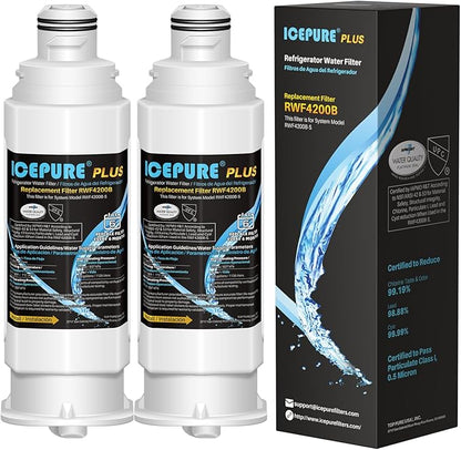 ICEPURE PLUS NSF53 DA97-17376B Replacement for HAF-QIN/EXP, HAF-QIN, DA97-08006C, RF23M8070SG, RF23M8070SR, RF23M8090SG, RF23M8090SR, AQF-DA97-17376B Refrigerator Water Filter, 2PACK