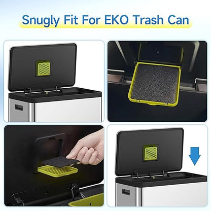 20 Packs 3.15x3.15x0.32 Inch Odor Absorbing Filter Refills for EKO Trash Cans, Activated Charcoal Deodorizer Compatible with EKO Step & Touchless Garbage Cans with Built-in Filter Compartment