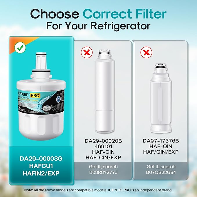ICEPURE DA29-00003G Remove PFOA&PFOS, NSF/ANSI 401&473&53 Replacement for Samsung DA29-00003A, Aqua-Pure Plus DA29-00003B, HAFCU1, RSG257AARS RF267AERS, HDX-FMS-1 Refrigerator Water Filter, 4PACK