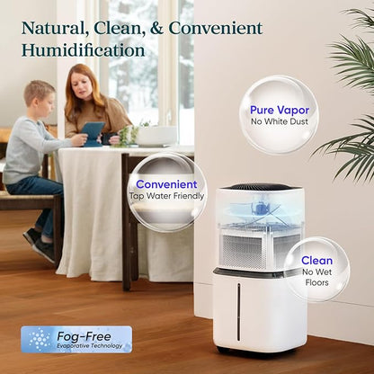 LEVOIT Superior 6000S Smart Evaporative Humidifiers for Home Whole House up to 3000ft², 23L, Last 72-Hour, Premium Filter, Dry Mode, Wheels & Water Fill Hose, Foldable Storage, Sleep Mode, New Edition