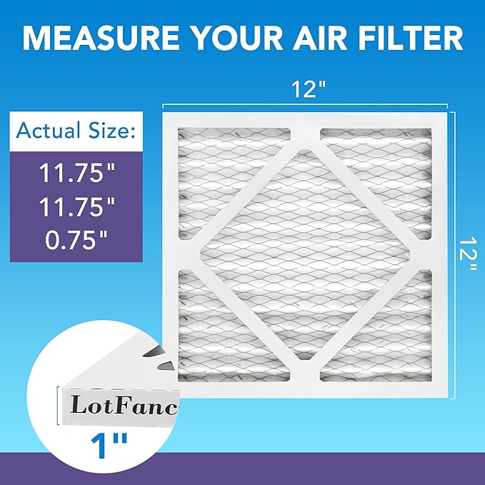 LotFancy 12x12x1 Air Filter MERV 11 4-Pack, Electrostatic Pleated AC Furnace Air Filter, Captures Dust, Smog & Pet Dander, Actual Size: 11.75"x11.75"x0.75"