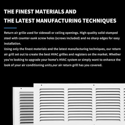 20x6 Air Register(Duct Opening Size),Air Return Vent Cover,Flat Vent Cover,Rejillas De Aire Acondicionado para Casa,Return Air Grilles,Outer Dimensions:21.75"Wx7.75"H(20"W x 6"H, Duct Opening)
