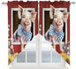 Pig Sunflowers Swag Valances for Windows, Eucalyptus Leaves Floral Bees Red Barn Rod Pocket Kitchen Curtains Valance, Small Window Curtains Swag for Cafe Bathroom Living Room, 2 Panels, 28x36 inch