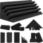 TroyStudio Bass Traps - 12 Pcs 4 X 4 X 12 Inches Dense Thick Studio Bass Foam Corner, Acoustic Treatment Panel Absorbing Echo Reverb, Low Frequency Sound Absorber for Music Room Home Recording Studio