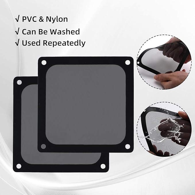 120mm Fan Dust Filter Mesh Compatible for Computer Cooler/PSU/Routers Nylon Mesh,Frame PC Fan Dust Meshes Cooler Filter Dustproof Computer Fan Grills (120 * 120mm,4pcs)