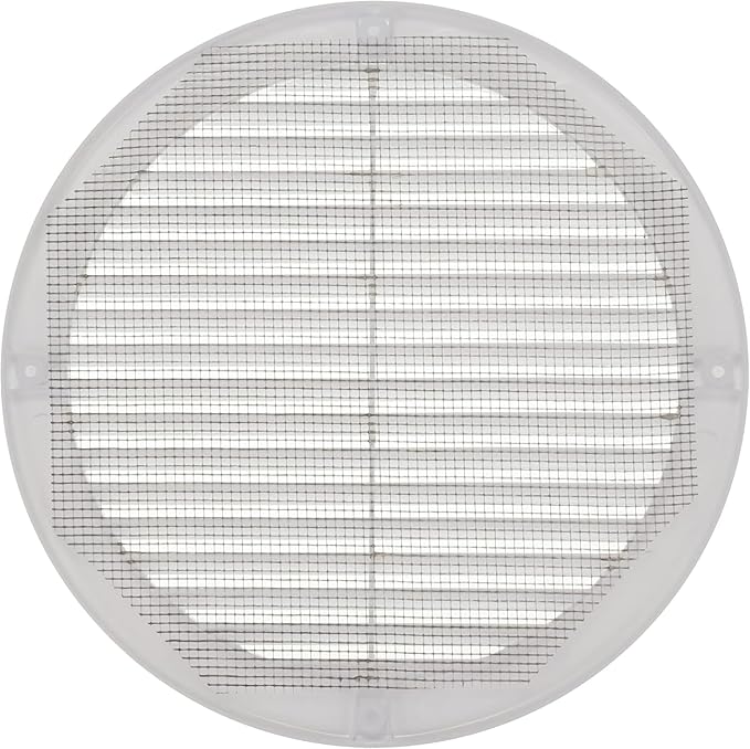 Vent Systems 8" Inch (Opening Dimensions) - Pack of 100 - White Soffit Vent Cover - Plastic Round Air Vent Grille - Built-in Mesh Screen - HVAC Register Louver for Bathroom, Home, Kitchen