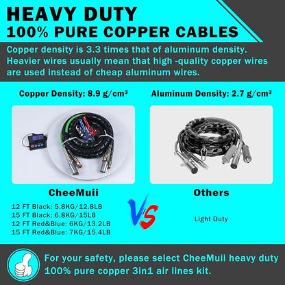 CheeMuii 15 FT Semi Truck Air Line Kit with Gladhands, Air Line Holder, Springs & 7 Way Trailer Cord