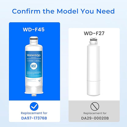 Waterdrop DA97-17376B Replacement for Samsung® HAF-QIN/EXP, DA97-08006C, RF28R7201SR, RF28R7351SG, WD-F45, Refrigerator Water Filter, 4 Filters