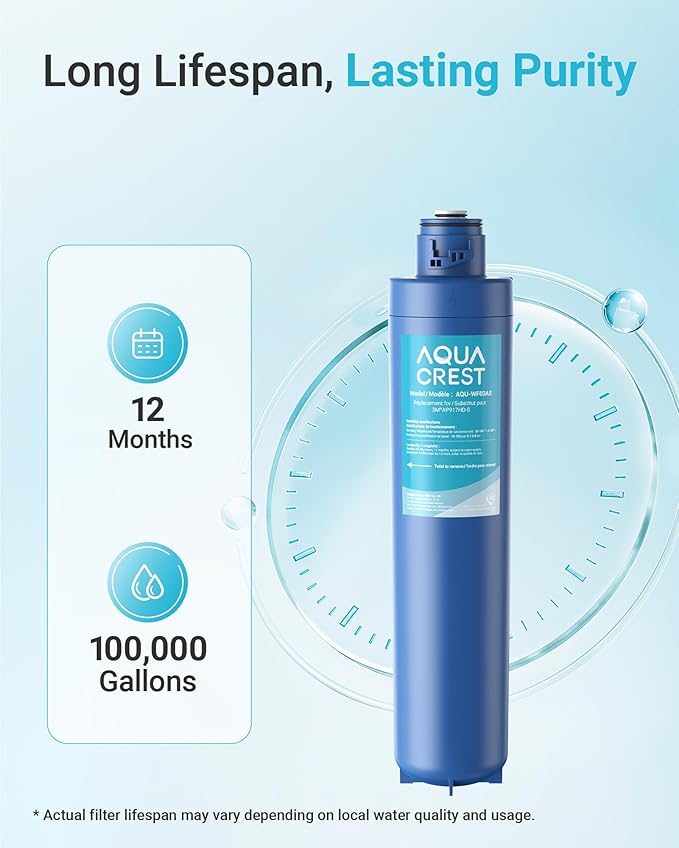 AQUA CREST W03AS Whole House Water Filter, Replacement for Aqua-Pure® AP917HD-S, Compatible with 3M® Aqua-Pure® AP904 System, Reduces Chlorine Taste and Odor, Inhibits Scale, 100000 Gallons, 1 Pack