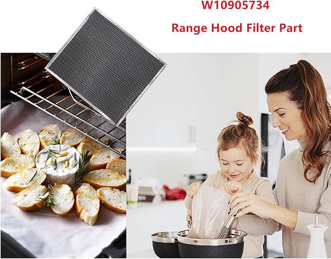 W10905734 Range Hood Filter Part Replacement for whirlpool range hood charcoal filter AP6050126, 4533728, PS12070219,charcoal filter w10905734 (2 pack,double-sided)