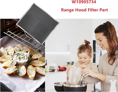 W10905734 Range Hood Filter Part Replacement for whirlpool range hood charcoal filter AP6050126, 4533728, PS12070219,charcoal filter w10905734 (2 pack,double-sided)