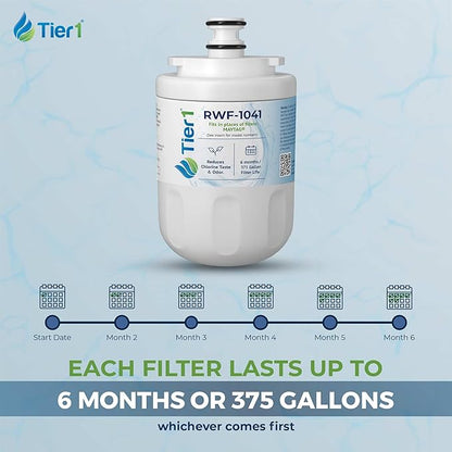 Tier1 RWF1041 UKF7003 Refrigerator Water Filter | Replacement for EDR7D1, UKF7002AXX, UKF7003AXX, WSM-1, WF288 Fridge Filter - Up to 12 Months Supply | Easy Install | Great Tasting Water & Ice (2-pk)