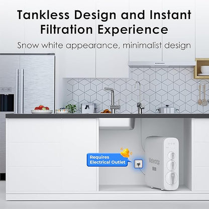 Waterdrop G3P600 Reverse Osmosis System, 8 Stage Tankless Reverse Osmosis Water Filter, NSF/ANSI 42 & 53 & 58 & 372 Certified, Under Sink RO System, 2:1 Pure to Drain, Smart LED Faucet