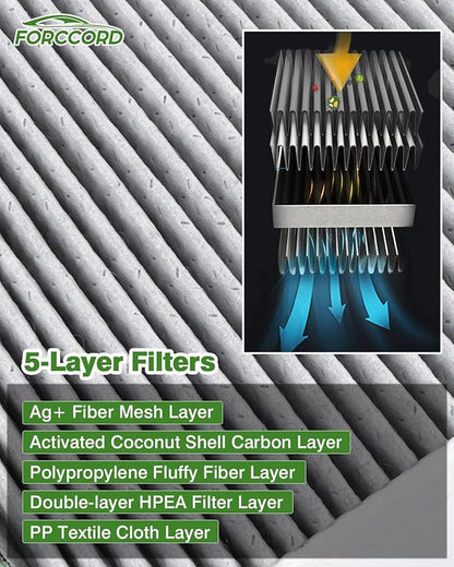 Cabin & Engine Air Filter Fit for Toyota Camry 2007-2011, Rav4 2006-2012, Avalon 2005-2011, Corolla 2009-2011, Lexus ES350 2007-2012 Activated Carbon Cabin Filter Replace#CF10285 CA10169
