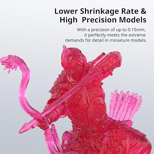 ANYCUBIC Water Washable 3D Printer Resin 2.0, 405nm High Precision 3D Resin, Low Shrinkage Photopolymer Resin for 4K/8K/12K Capable LCD DLP Resin 3D Printer Printing (Clear Red, 1000g)