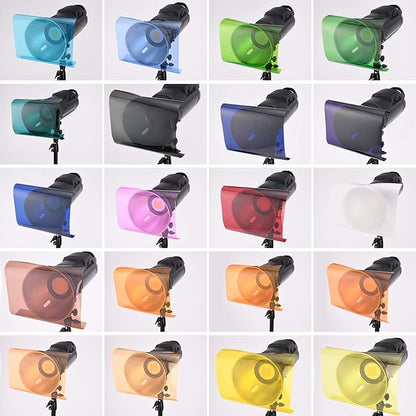 Selens 20pcs Color Gel Filter for Lighting Effect, 10x10 Inches Photography Color Correction Kit for Photo Video Studio, 20 Assorted Colors, Lighting Filters Transparent Color Sheet Filter Sheet Gels