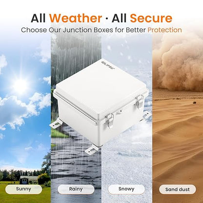 QILIPSU Waterproof Junction Box IP67 Outdoor Plastic Electrical Project Enclosure Weatherproof with Mounting Plate, Wall Brackets, Hinged Grey Cover 5.9"x5.9"x3.5"