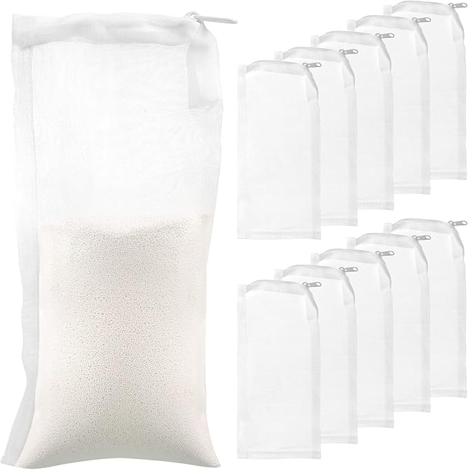 Tegeme 10 Pieces Small Aquarium Filter Media Bags with Zipper 3 x 8 Inch 150 Micrometre Fine Mesh Filter Media Bags for Fish Tank Activated Carbon Charcoal Fresh or Saltwater Tanks