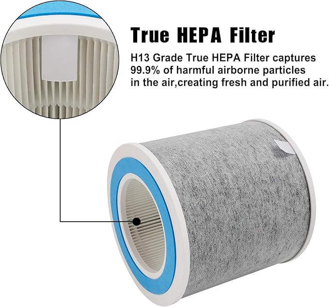 HP102 True HEPA Replacement Filter Compatible with Shark Air Purifier HP100, HP102, HC450, HC451, HC452, HC455, Compares to Part # HE1FKBAS and HE1FKPET, 2 Pack