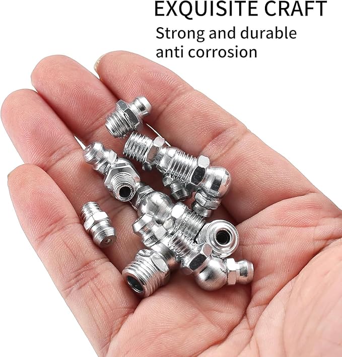 60 Pcs Metric Grease Fittings Kit,Hydraulic Grease Zerk Assortment Kit, 45 90 Degree Grease Gun Fittings,M6 M8 M10 Straight and Angled Grease Zerk Kit for Grease Guns Mechanical Lubrication