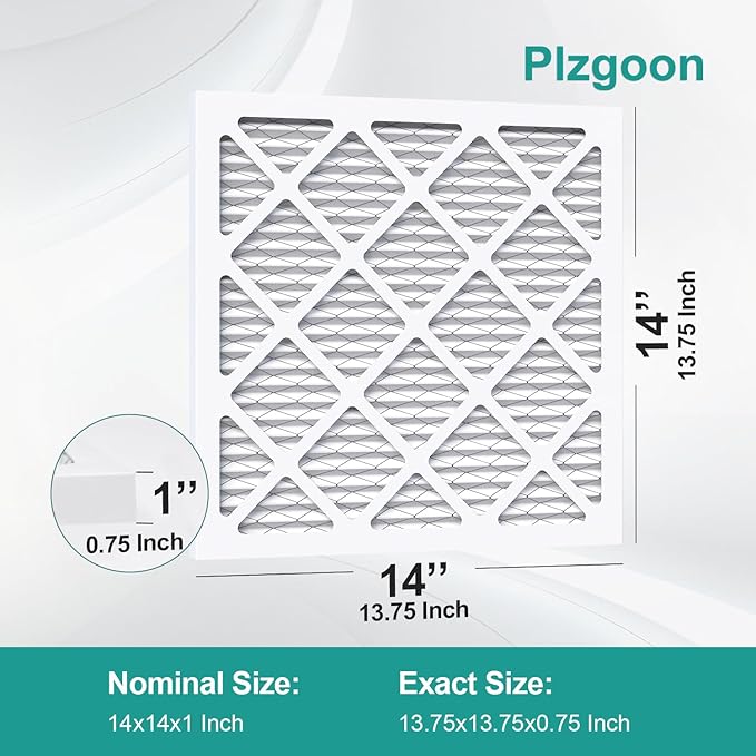 14x14x1 Air Filter MERV 8 (4 Pack) MPR 600 Pleated Air Conditioner HVAC AC Furnace Air Filters Air Cleaning Filter for Home Dust Lint (Exact Dimensions: 13 3/4x13 3/4x3/4 Inches)